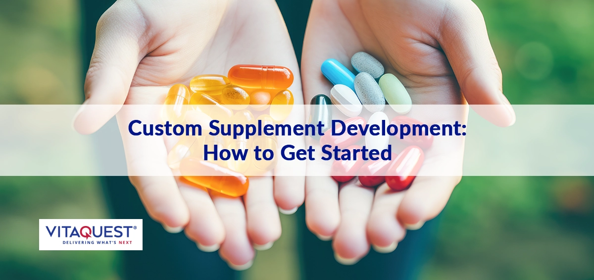 a pair of hands holding a bottle of supplements with two capsules coming out